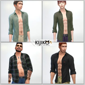 Open Shirt for the SIms4 　シムズ４　服、前空きシャツです。各体型にも対応してます。