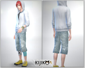 Relaxed Jeans for the Sims4 / Short Length　シムズ４　服　リラックスジーンズです。こちらは短い丈タイプです。膝丈です。