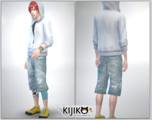 Relaxed Jeans for the Sims4 / Short Length シムズ4 服 リラックスジーンズです。こちらは短い丈タイプです。膝丈です。