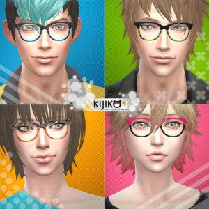 Eyeware for the Sims4 6 colors　シムズ４　メガネ　セミスクウェアタイプです。全６色。