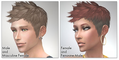 for the Sims4,Faux hawk TS3 to TS4 conversion　シムズ４　髪型　Faux hawkコンバート版です。女性にも使えるようになりました。
