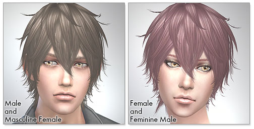 for the Sims4,Night Fog TS3 to TS4 conversion　シムズ４　髪型　Night Fogコンバート版です。女性にも使えるようになりました。