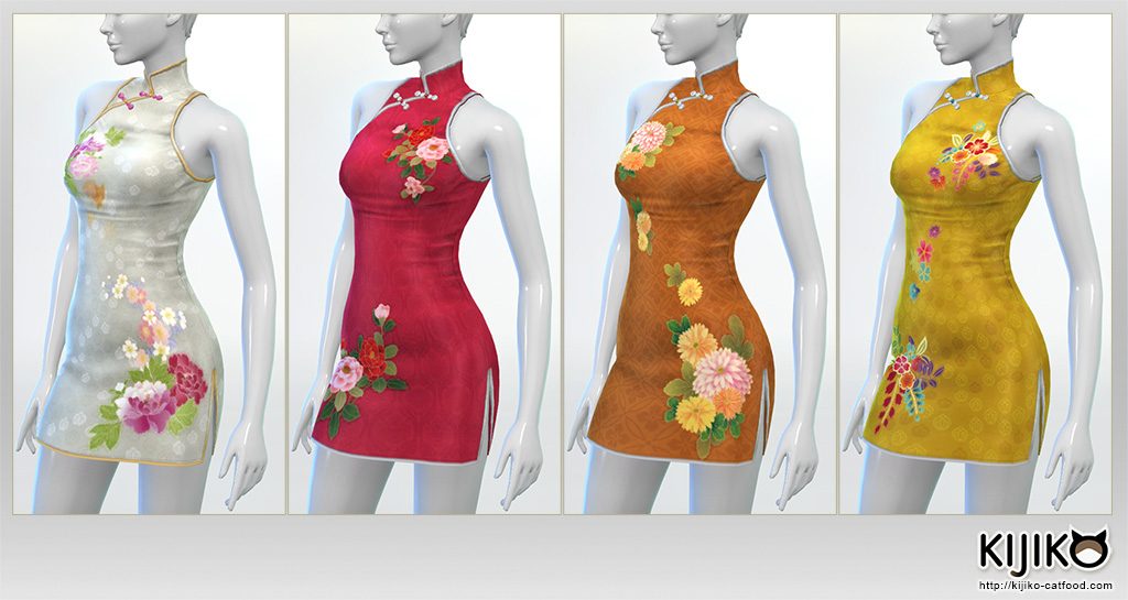 Short length Cheongsam dress for the Sims4 　シムズ４　用　チャイナドレス