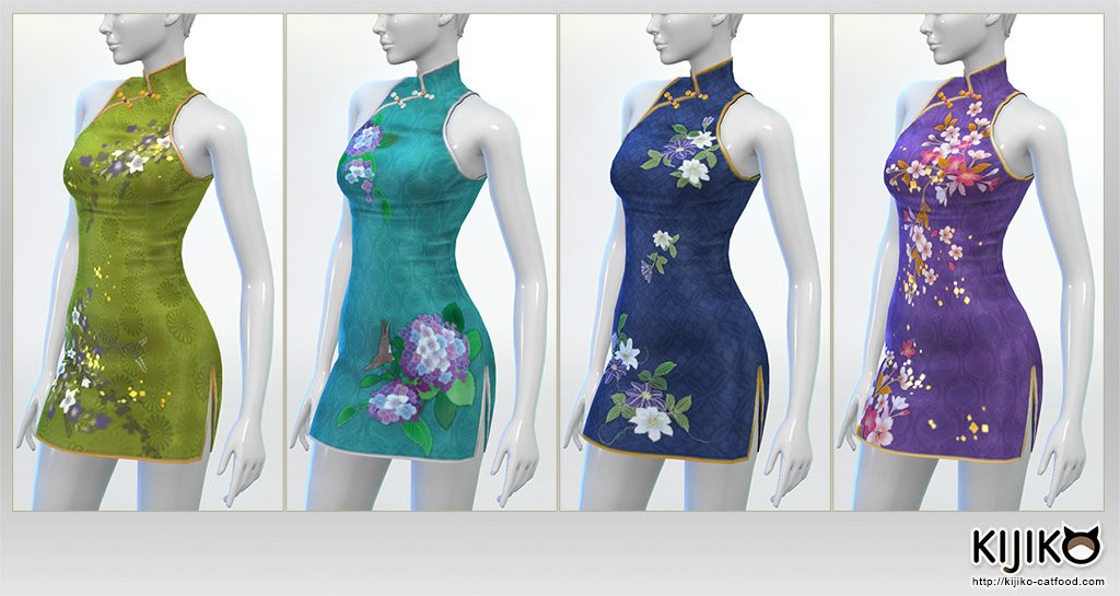 Short length Cheongsam dress for the Sims4 　シムズ４　用　チャイナドレス